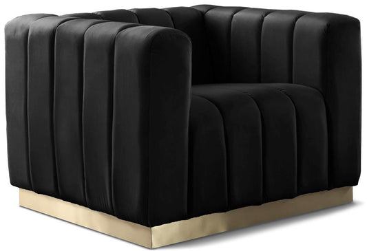Meridian Furniture - Marlon Black Velvet Chair - 603Black-C veiw 1