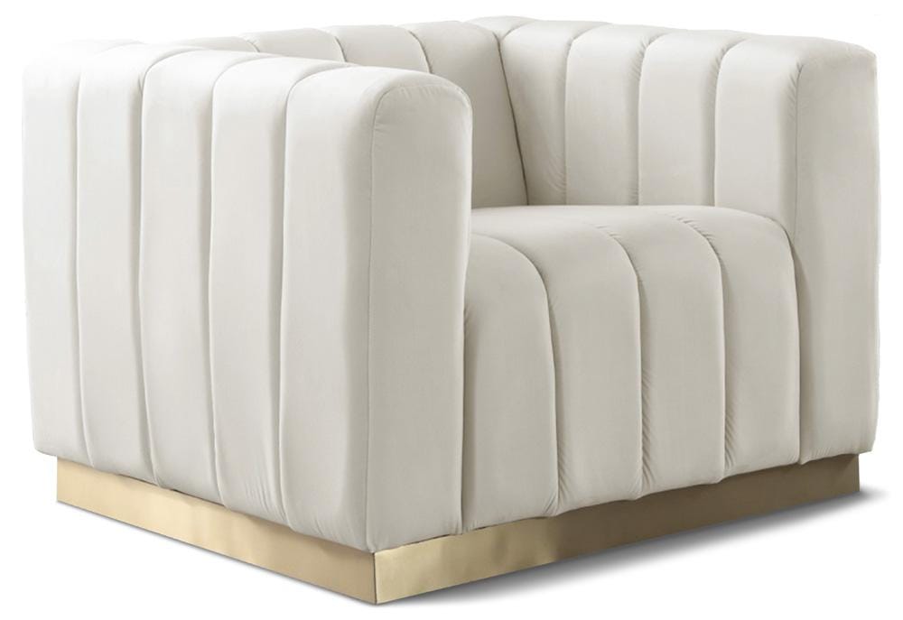 Meridian Furniture - Marlon Cream Velvet Chair - 603Cream-C veiw 1
