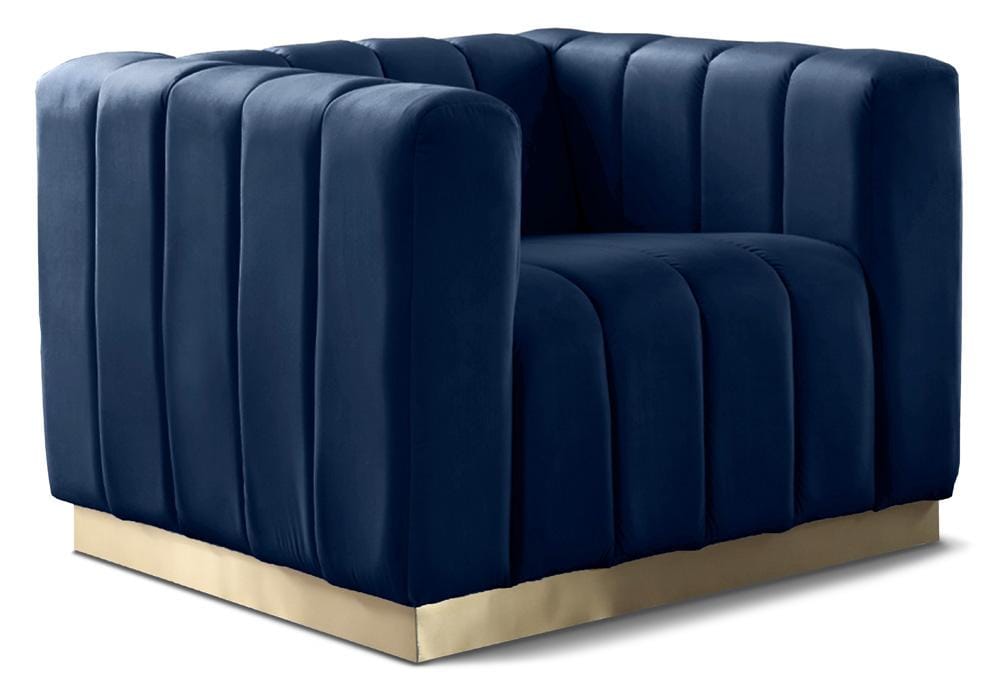 Meridian Furniture - Marlon Navy Velvet Chair - 603Navy-C veiw 1