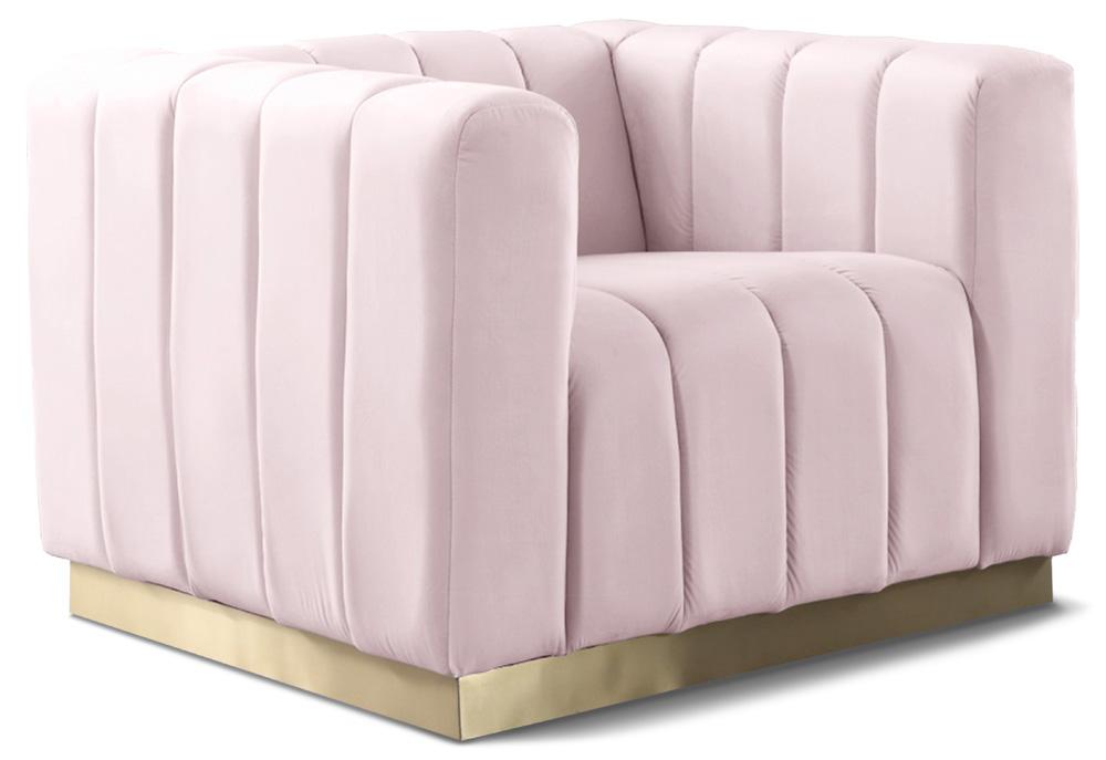 Meridian Furniture - Marlon Pink Velvet Chair - 603Pink-C veiw 1