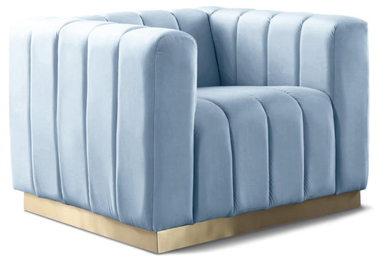Meridian Furniture - Marlon Sky Blue Velvet Chair - 603SkyBlu-C veiw 1