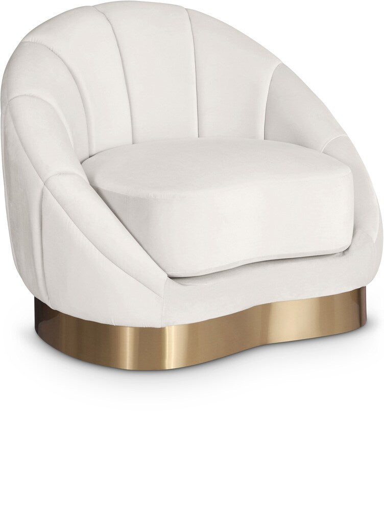 Meridian Furniture - Shelly Cream Velvet Chair - 623Cream-C veiw 1