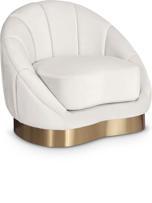 Meridian Furniture - Shelly Cream Velvet Chair - 623Cream-C veiw 1