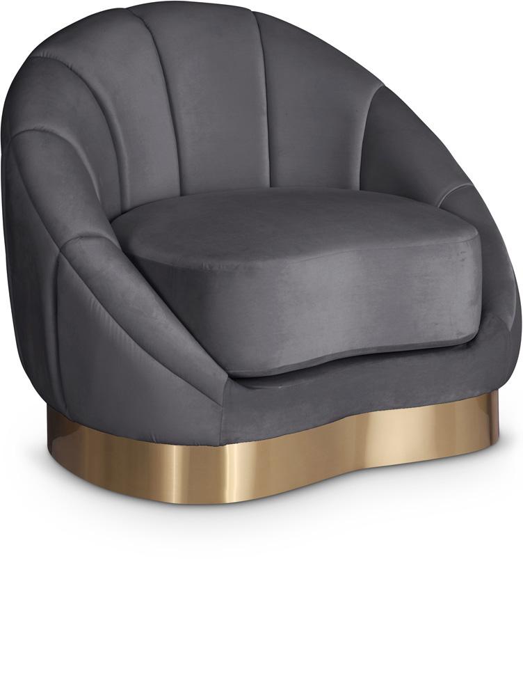 Meridian Furniture - Shelly Grey Velvet Chair - 623Grey-C veiw 1