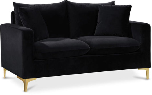 Meridian Furniture - Naomi Black Velvet Loveseat - 633Black-L veiw 1