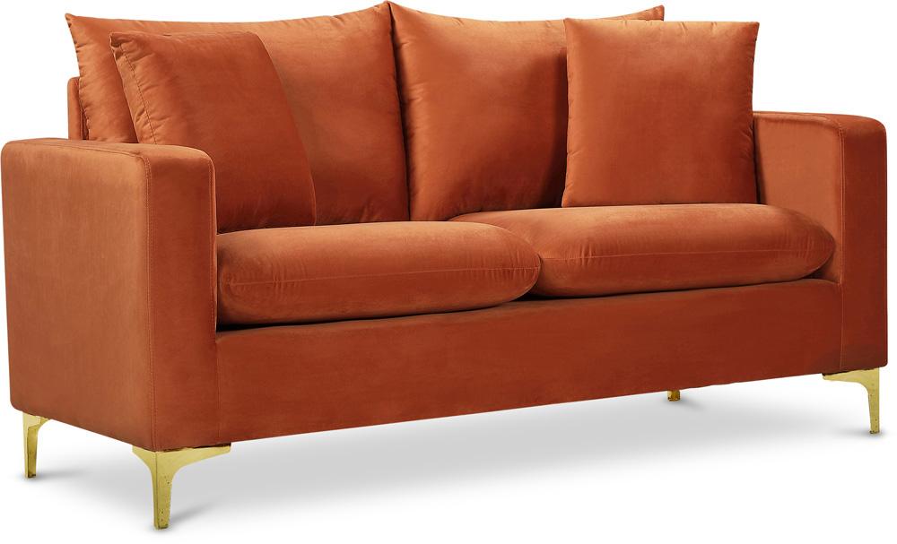 Meridian Furniture - Naomi Cognac Velvet Loveseat - 633Cognac-L veiw 1