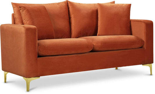 Meridian Furniture - Naomi Cognac Velvet Loveseat - 633Cognac-L veiw 1