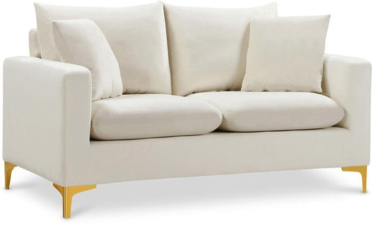 Meridian Furniture - Naomi Cream Velvet Loveseat - 633Cream-L veiw 1