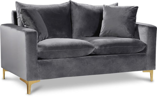 Meridian Furniture - Naomi Grey Velvet Loveseat - 633Grey-L veiw 1