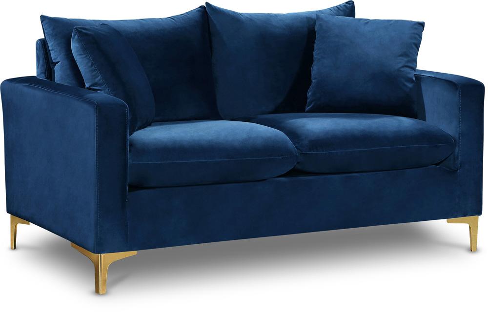 Meridian Furniture - Naomi Navy Velvet Loveseat - 633Navy-L veiw 1