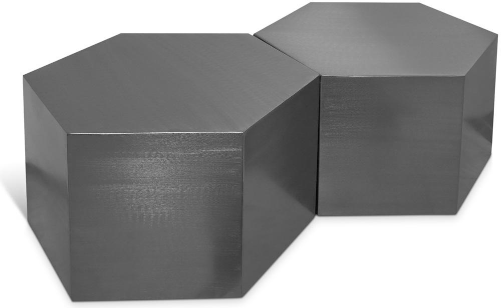 Meridian Furniture - Hexagon Brushed Chrome Coffee Table - 2pc - 293-CT-2PC veiw 1