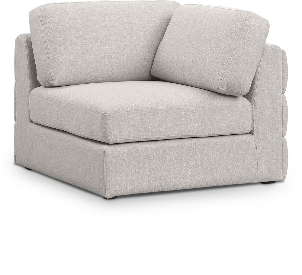 Meridian Furniture - Beckham Beige Durable Linen Textured Fabric Corner - 681Beige-Corner veiw 1