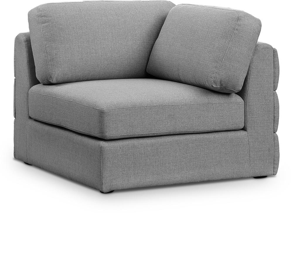 Meridian Furniture - Beckham Grey Durable Linen Textured Fabric Corner - 681Grey-Corner veiw 1