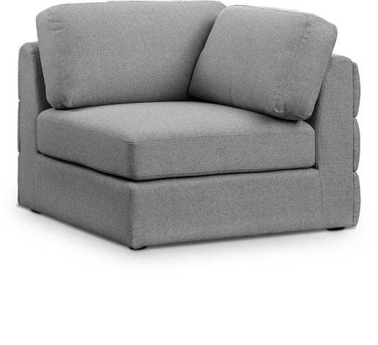 Meridian Furniture - Beckham Grey Durable Linen Textured Fabric Corner - 681Grey-Corner veiw 1