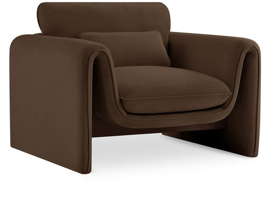 Meridian Furniture - Sloan Brown Velvet Fabric Chair - 199Brown-C veiw 1