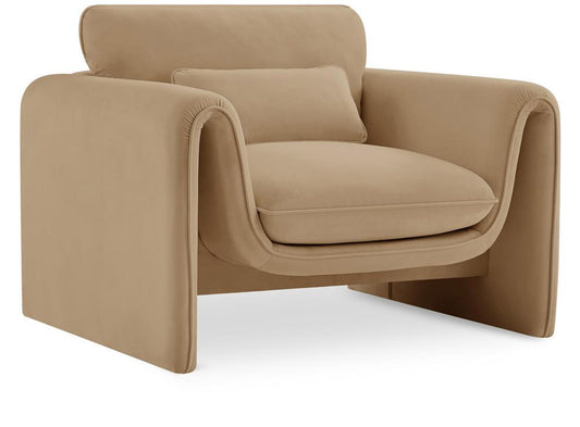 Meridian Furniture - Sloan Camel Velvet Fabric Chair - 199Camel-C veiw 1