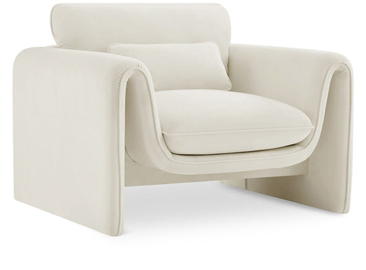 Meridian Furniture - Sloan Cream Velvet Fabric Chair - 199Cream-C veiw 1