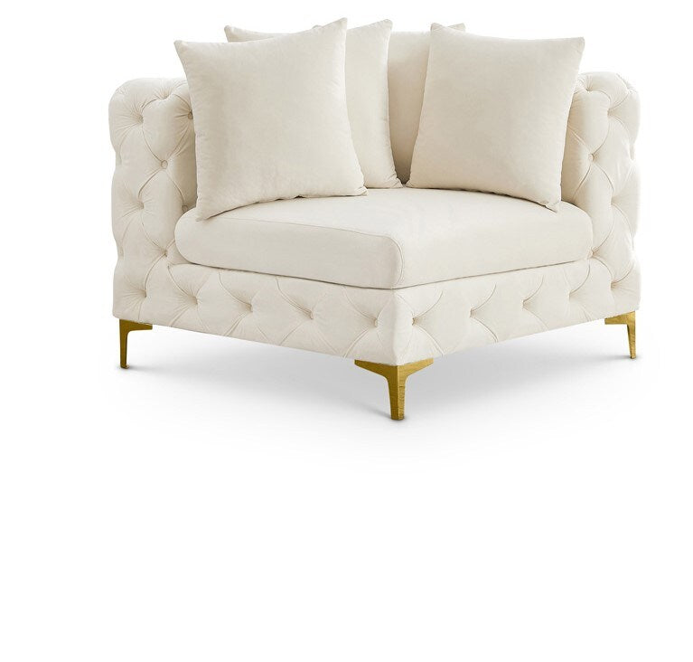 Meridian Furniture - Tremblay Cream Velvet Corner Chair - 686Cream-Corner veiw 1