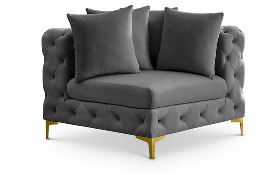 Meridian Furniture - Tremblay Grey Velvet Corner Chair - 686Grey-Corner veiw 1