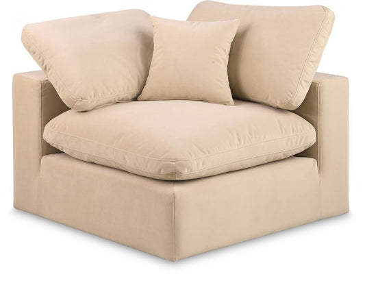 Meridian Furniture - Comfy Beige Velvet Modular Corner Chair - 189Beige-Corner veiw 1
