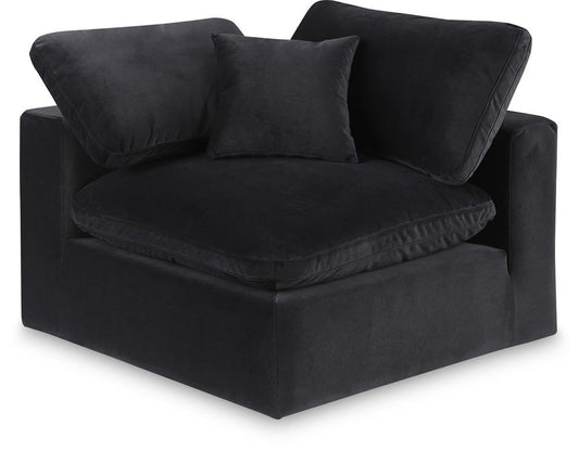 Meridian Furniture - Comfy Black Velvet Modular Corner Chair - 189Black-Corner veiw 1