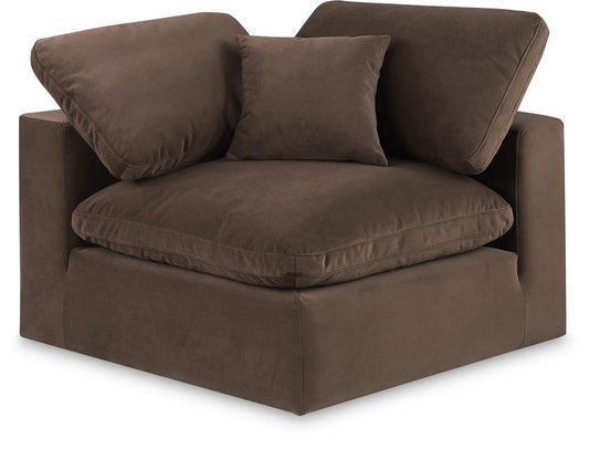 Meridian Furniture - Comfy Brown Velvet Modular Corner Chair - 189Brown-Corner veiw 1
