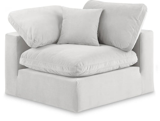 Meridian Furniture - Comfy Cream Velvet Modular Corner Chair - 189Cream-Corner veiw 1