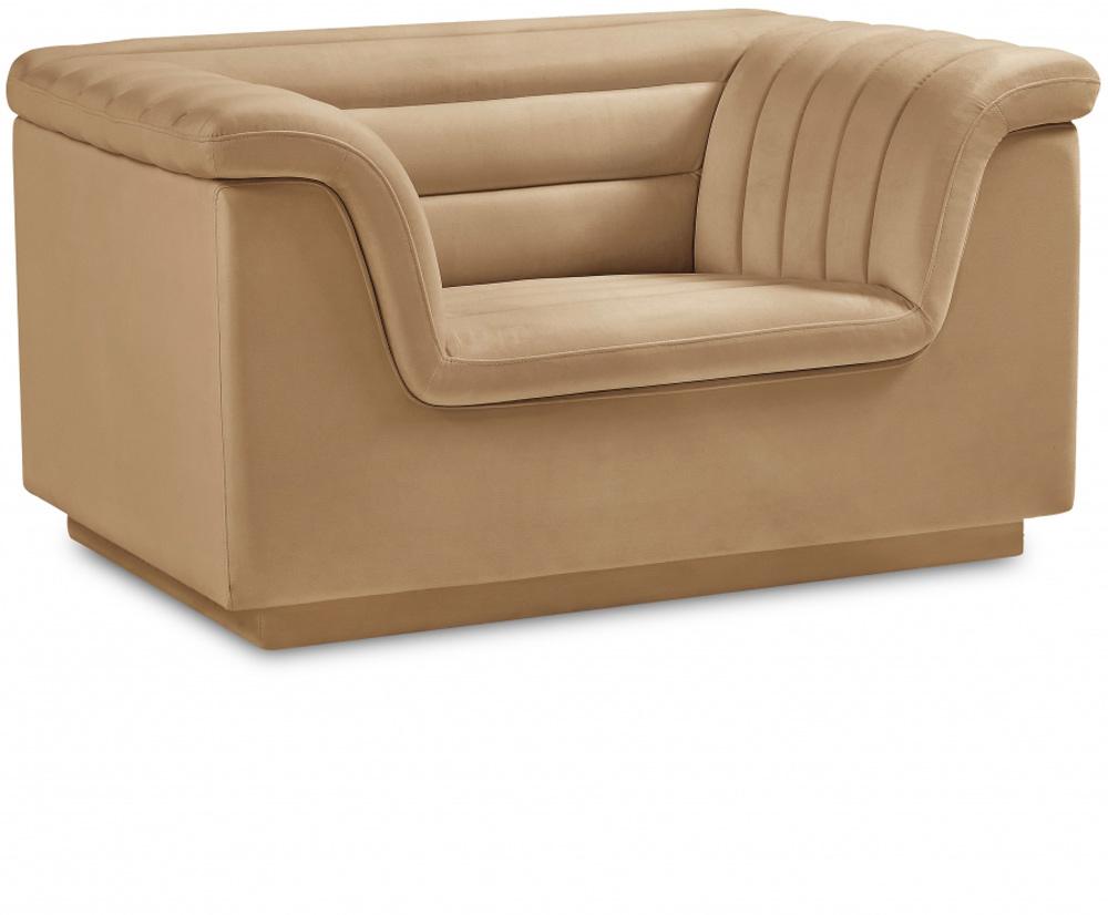 Meridian Furniture - Cascade Camel Velvet Fabric Chair - 192Camel-C veiw 1