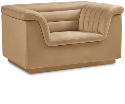 Meridian Furniture - Cascade Camel Velvet Fabric Chair - 192Camel-C veiw 1