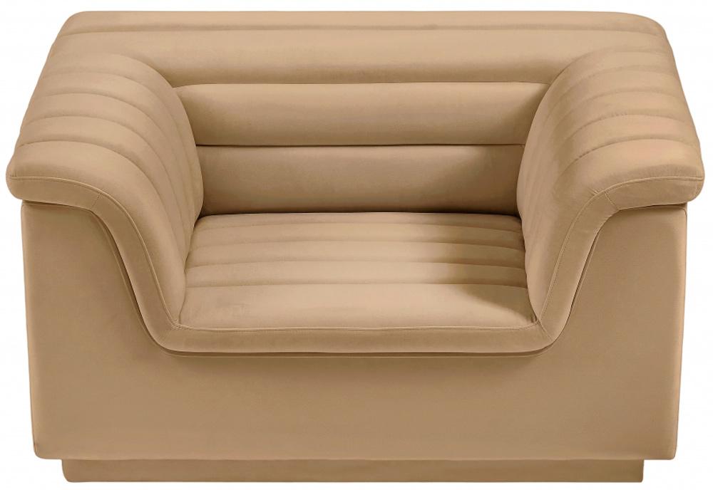 Meridian Furniture - Cascade Camel Velvet Fabric Chair - 192Camel-C veiw 3