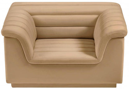 Meridian Furniture - Cascade Camel Velvet Fabric Chair - 192Camel-C veiw 3