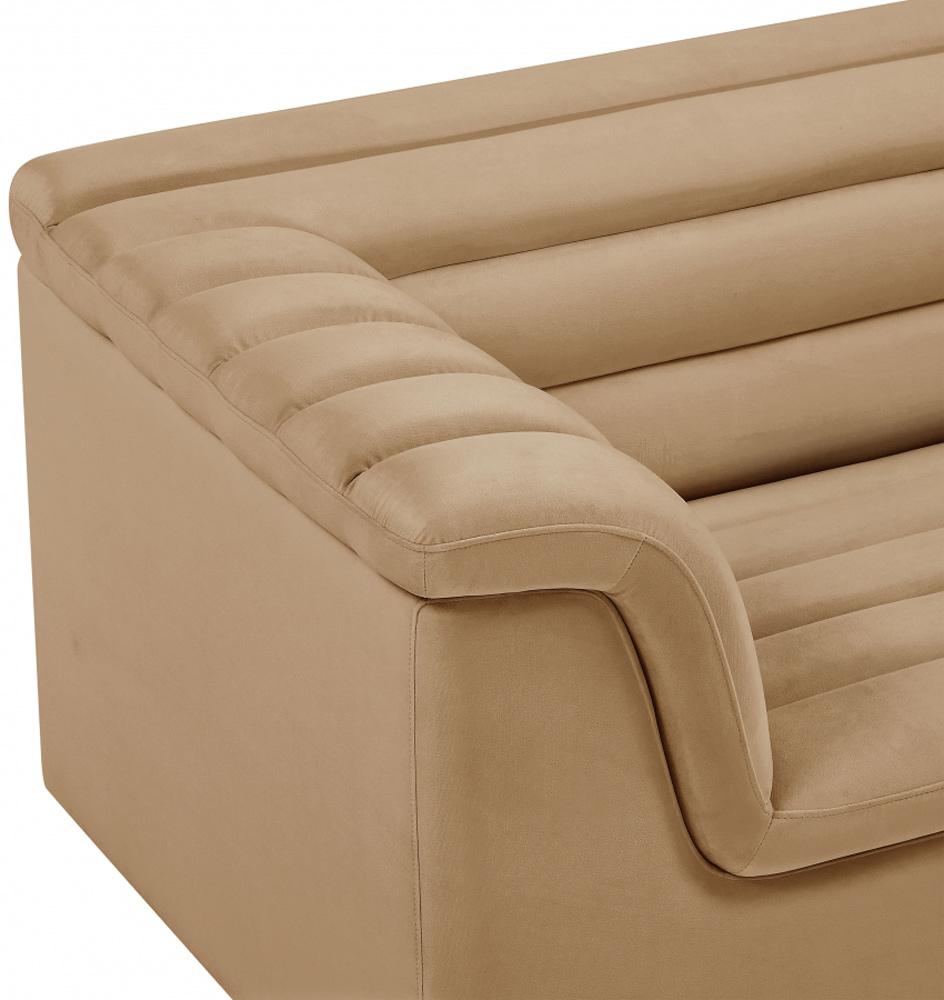 Meridian Furniture - Cascade Camel Velvet Fabric Chair - 192Camel-C veiw 4