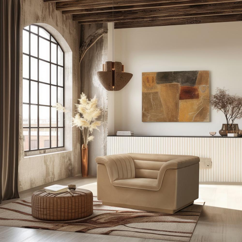 Meridian Furniture - Cascade Camel Velvet Fabric Chair - 192Camel-C veiw 6