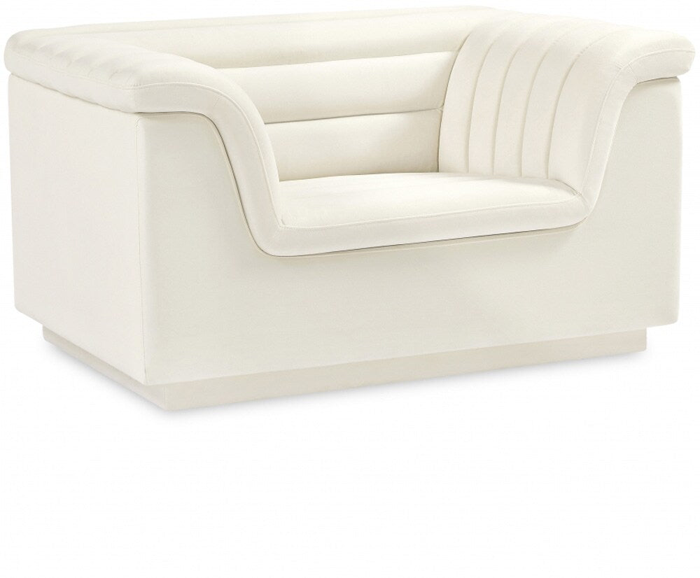 Meridian Furniture - Cascade Cream Velvet Fabric Chair - 192Cream-C veiw 1