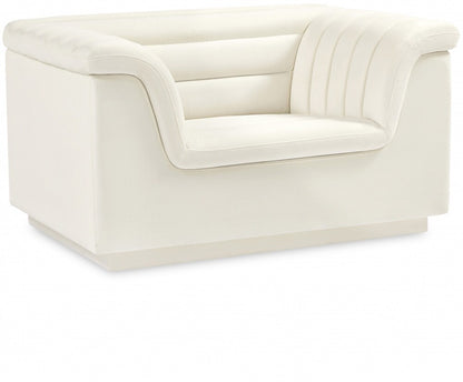 Meridian Furniture - Cascade Cream Velvet Fabric Chair - 192Cream-C veiw 1