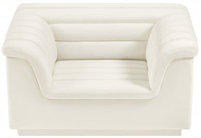 Meridian Furniture - Cascade Cream Velvet Fabric Chair - 192Cream-C veiw 3