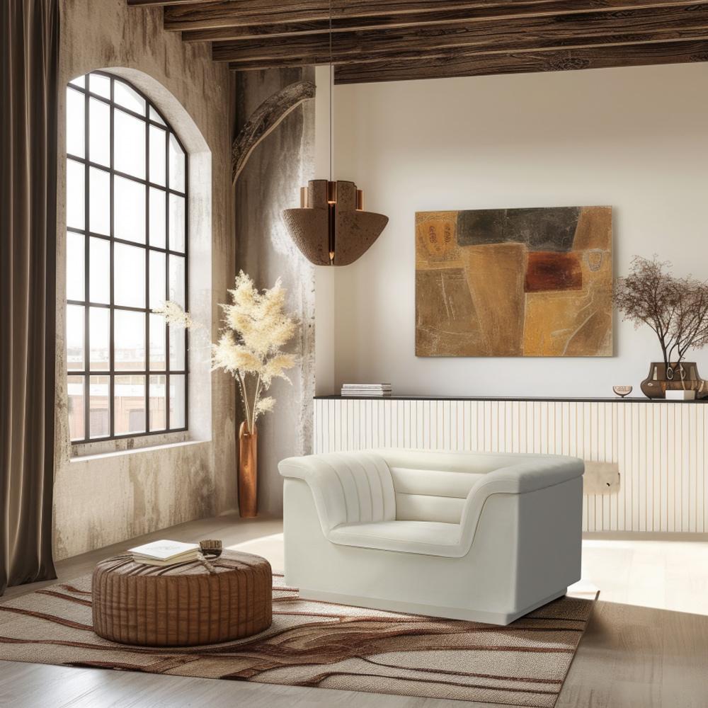Meridian Furniture - Cascade Cream Velvet Fabric Chair - 192Cream-C veiw 6
