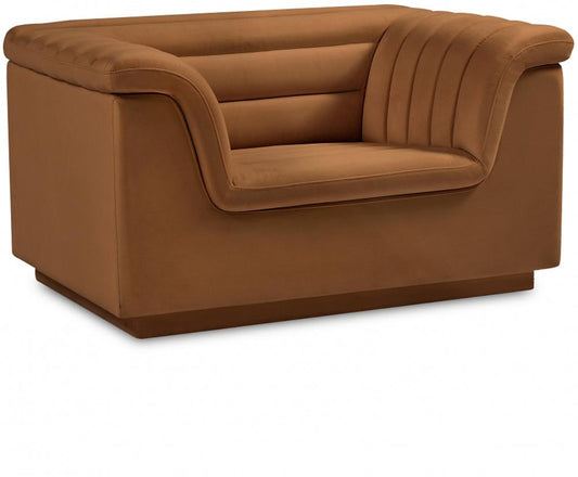 Meridian Furniture - Cascade Saddle Velvet Fabric Chair - 192Saddle-C veiw 1