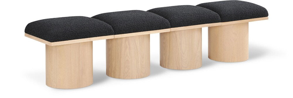 Meridian Furniture - Pavilion Black Boucle Fabric Bench - 4Pc - 465Black-4A veiw 1