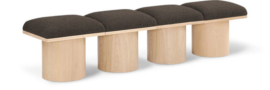 Meridian Furniture - Pavilion Brown Boucle Fabric Bench - 4Pc - 465Brown-4A veiw 1