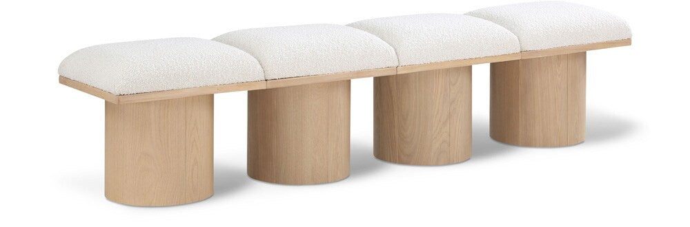 Meridian Furniture - Pavilion Cream Boucle Fabric Bench - 4Pc - 465Cream-4A veiw 1