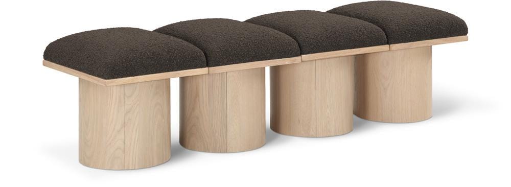 Meridian Furniture - Pavilion Brown Boucle Fabric Bench - 4Pc - 465Brown-4B veiw 1