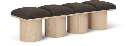 Meridian Furniture - Pavilion Brown Boucle Fabric Bench - 4Pc - 465Brown-4B veiw 1