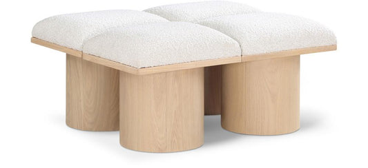 Meridian Furniture - Pavilion Cream Boucle Fabric Bench - 4Pc - 465Cream-4C veiw 1