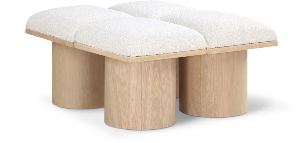 Meridian Furniture - Pavilion Cream Boucle Fabric Bench - 4Pc - 465Cream-4D veiw 1