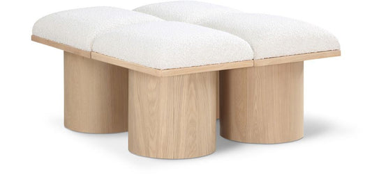 Meridian Furniture - Pavilion Cream Boucle Fabric Bench - 4Pc - 465Cream-4D veiw 1
