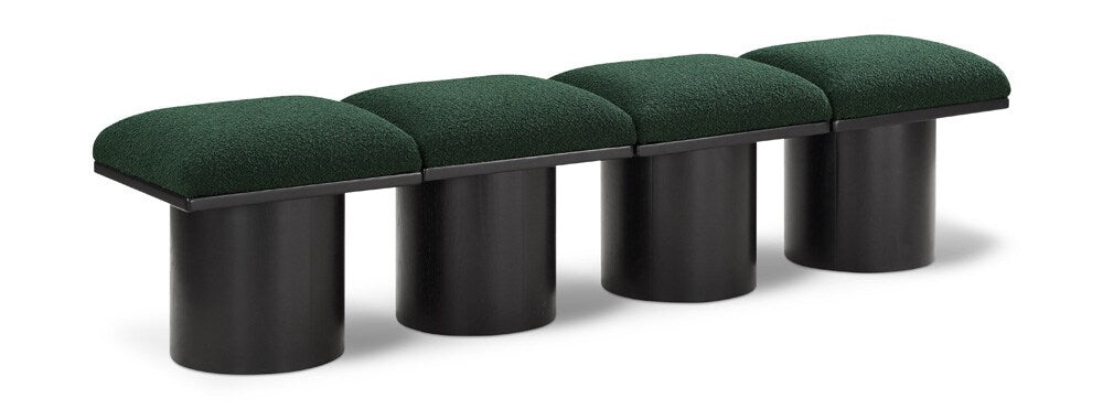 Meridian Furniture - Pavilion Green Boucle Fabric Bench - 4Pc - 466Green-4A veiw 1