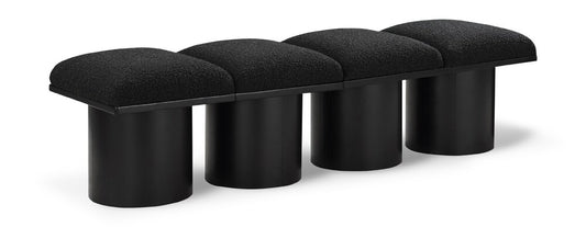 Meridian Furniture - Pavilion Black Boucle Fabric Bench - 4Pc - 466Black-4B veiw 1