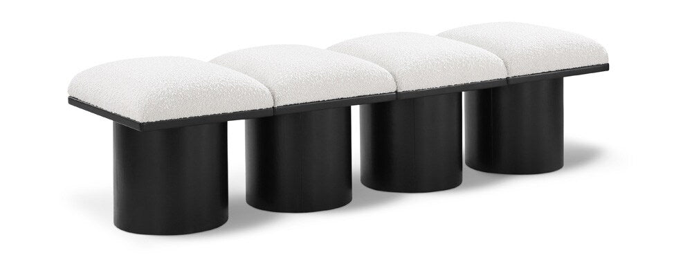 Meridian Furniture - Pavilion Cream Boucle Fabric Bench - 4Pc - 466Cream-4B veiw 1