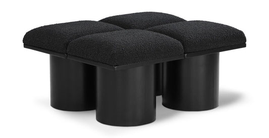 Meridian Furniture - Pavilion Black Boucle Fabric Bench - 4Pc - 466Black-4C veiw 1